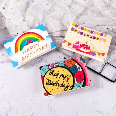 China Japan Multi Color Birthday Cake Candle Rainbow Happy Birthday Heart Pattern Greeting Card Birthday Party Invitation Card for sale