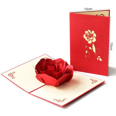 China 3d Europe rose lovers wedding anniversary party couple greeting card for valentines day gift certificate valentines day decorative postcard for sale