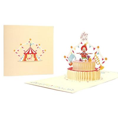 China Europe Happy Birthday Greeting Card With 3d Pop Up Postcard Cute Cake Birthday Cake Joker Bear Decorative Gift Voucher For Kids for sale