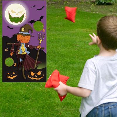 China Halloween Party Yard Decoration 70*130cm Halloween Ghost Pumpkin Jack Pattern Bean Bag Toss Game Usage Hanging Banner For Outdoor Yard Decoration for sale