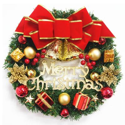 China Red Christmas Party Decoration Merry Christmas Bell Bows Decorating Handmade Artificial Christmas Door Wreath Decoration for sale