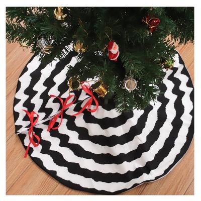 China Pattern 73cm White Plush Merry Christmas Tree Decoration Black Stripe Christmas Party Decoration Christmas Tree Skirt Collar for sale