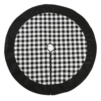 China Wholesale 2021 Christmas Tree Decoration Buffalo Pattern Christmas Party Decoration Supplies Plaid Christmas Tree Skirt Black White for sale