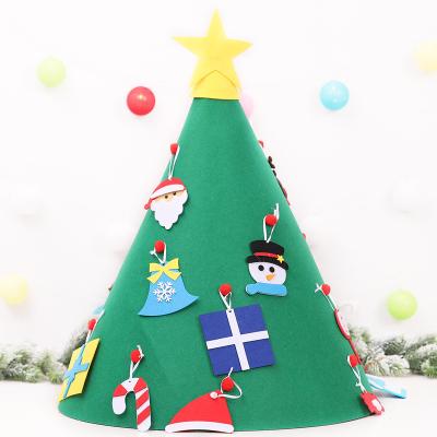 China Christmas Party DIY Decoration 3D Cone Shape Kids Assemble Christmas Decoration Ornament Set Felt Christmas Tree With Spitter Star for sale