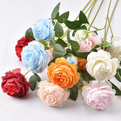 China Nordic delicate vivid design simulation white rose peony flowers silk artificial wholesale for wedding stage decoration supplies for sale