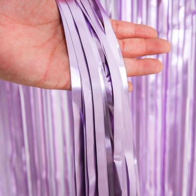 China Matte Colors 1x2m Baby Shower Birthday Wedding Party Backdrop Shimmering Tassel Decoration Matte Metallic Colors Fringe Tinsel Foil Curtain for sale