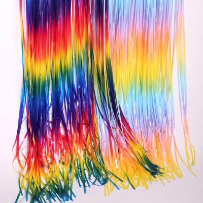 China Shinny Rainbow Chrome Color Rainbow Macaroon Fringe Aluminum Iridescent Curtain for Wedding Baby Shower Party Stage Show Backdrop Wall Tassel Braid for sale