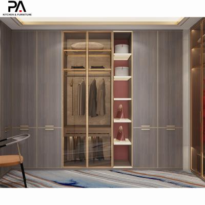 China Adjustable Wood Bedroom Furniture Designs Almirah PA (Size) Glass Wardrobe for sale