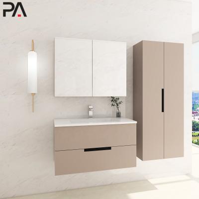 China Wholesale PA Environmental Friendly Kitchen Hotel Project Customized Modern Bathroom Vanity Set for sale