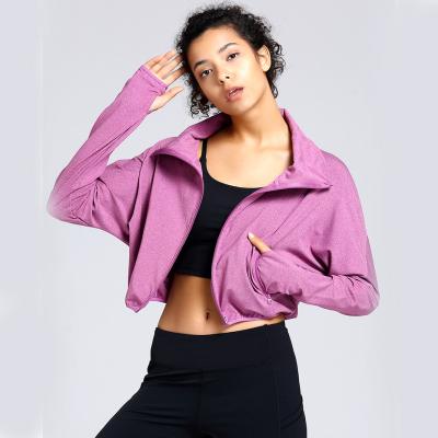 China Women Antibacterial Quick Dry Zipper Jacket Fitness Culture Jacket Track Running Sports Jacket for sale