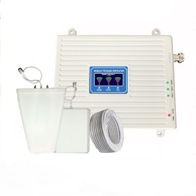 China 900/1800/2100 MHz 210*190*30mm Tri Band Signal Repeater Tri Band Mobile Signal Booster Amplifier for sale