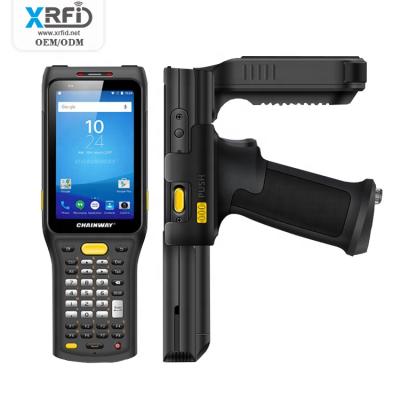 China Handheld Computer Xrfid Android 9.0 Rugged Optional NFC Barcode Scanner NFC Keypad UHF RFID Reader for sale