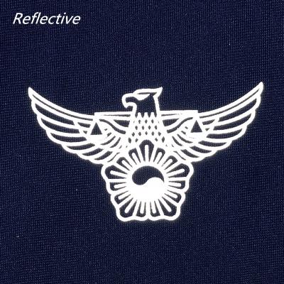 China Bright Silver Reflective Garment Heat Transfer Label Heat Press Sticker For Clothes for sale