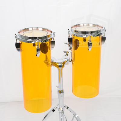 China Rocket Musical Acrylic Amber Color 2-PC Acrylic Drum Octobans PET Percussion Set for sale