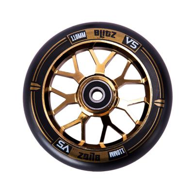 China New High Quality 88A High Rebound PU CN10 Spoked 110mm PU Kick Scooter Hub Hub Factory Professional Wholesale Aluminum Professional Wholesale Pro High Pro stop scooter wheel for sale