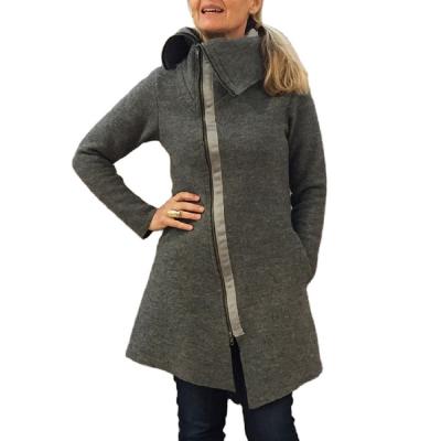 China Gray High Neck Anti-Wrinkle Factory Supply Winter Cardigan Winter Jackets For Women for sale