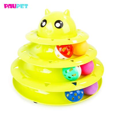 China Newest Pet Toy Cat Toy Plastic Ball Roller Cat Toy Viable Exceciser 4 Layers Ball Roller Cat Toy for sale