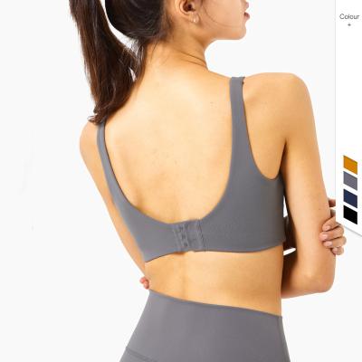 China Breathable High Intensity Crop Top Sportswear U-Shape Seamless Top Back Neck Sports Bras For Women Fitness Support Custom for sale