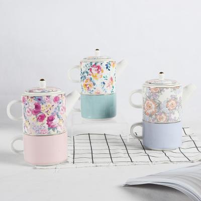 China Sustainable Unique European Style Coffee And Tea Set Floral Design For Home Office for sale