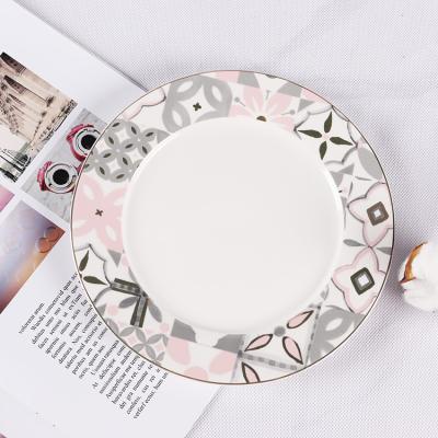 China New Viable European Style Bone Restaurant Wedding Shiny Glazed Tableware Dinner Dishes for sale