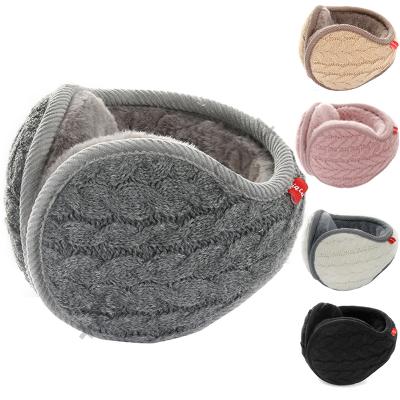 China Unisex Solid Soft Winter Knitted Mens Womens Plush Ear Muffs Knitted Ear Warmers Jacquard Weave Winter Ear Muffs for sale