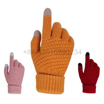 China Plain Drop Shipping Knitted Gloves Jacquard Weave Touch Screen Gloves Retail Gloves for sale