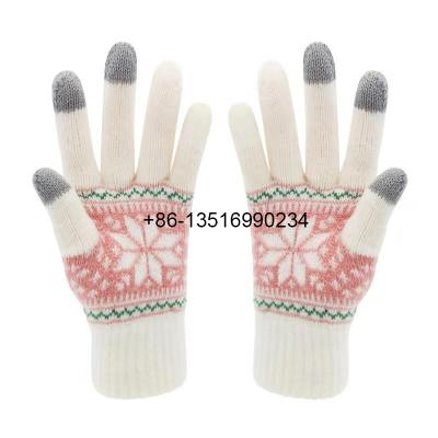 China Shipping Acrylic Jacquard FBA Gloves Winter Jacquard Weave Gloves With Snow Design Logo for sale