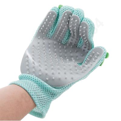 China Viable 2-In-1 Cat Dog Pet Massage Glove Pet Grooming Glove with Mesh Pocket for sale