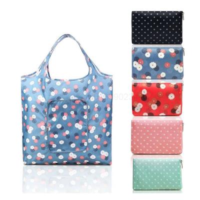 China Yiwu Market Handled Cheap Nylon Shopping Bag Customize Polyester Foldable Reusable Folding Logo Bag Shopping Packing Bag for sale