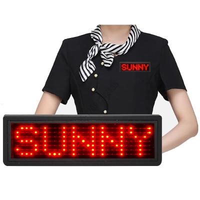 China Custom Free Adjustable Ad Country Different Languages ​​Led Name Badge Programmable Words Colors Mini LED Display LED Name Tag for sale