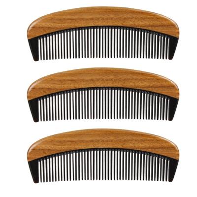 China 15cm Length Cozy High Grade Green Sandalwood Horn Comb Wooden Splicing Hair Comb Supplier for sale