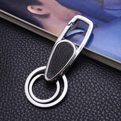 China Fashion Key Chain Metal Key High Quality Black Leather Custom Key Chain Holder for sale