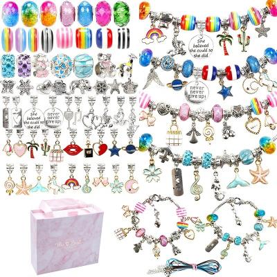 China Mega Fashion Bracelet Making Set 127 Pcs Charms Beads Dangles Jewelry Dropshipping For Girls Best DIY Christmas Gift Openers for sale