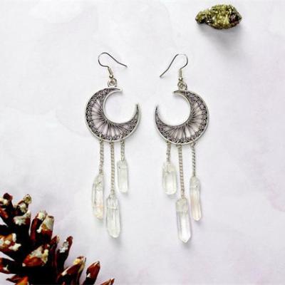 China Witch's Other Quartz Crystal Earrings Dangle Earrings With Crescent Moon Gift for sale