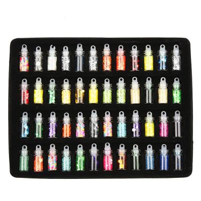 China Flash Powder Pearl Mud Supplies 48 Colors Glass Bottle DIY Mud Making Kit Accessories Flash Powder for sale