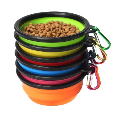 China Wholesale Viable Colorful Silicone Dog Bowl Collapsible Dog Food Bowl Collapsible Moving Dog Bowl for sale