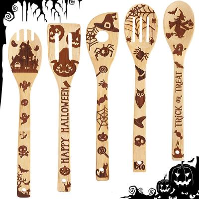 China Viable Witchy Laser Engraved Large Wooden Spoon Kitchen Bamboo Witch for sale