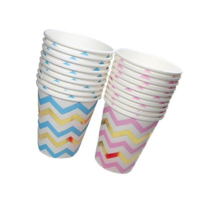 China Recycled Materials Paper Cups Powder Blue , Hot Stamping Wave Paper Cups Custom Disposable Coffee Cups for sale