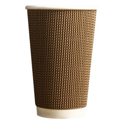 China Recycled Materials Custom Anti-Slip Kraft Paper Corrugated Paper Cup Party Supplies Drink Cup Coffee Mug for sale