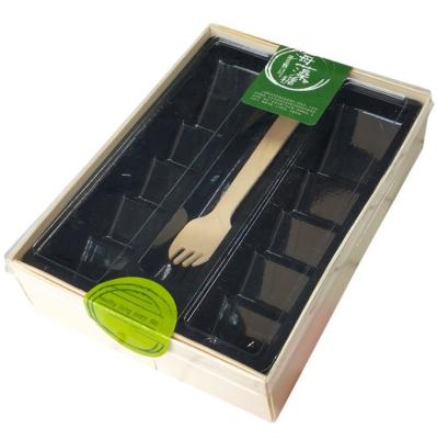 China Biodegradable Baked Mung Bean Cake, Sushi Wooden Box Transparent Western Style for sale