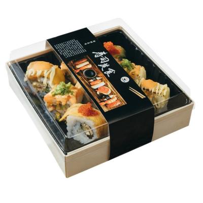 China Biodegradable Disposable Wooden Packaging Lunch , Japanese Paper Box Outlet Sushi Box Boxes for sale