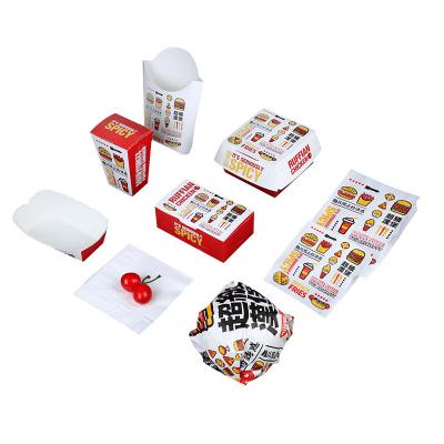 China Hamburger Fried Chicken Nuggets Box French Fries Box Waterproof Paper Biodegradable Folding Bag for sale