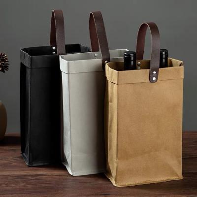 China Recycled Hand Washed Universal Packaging Autumn And Winter Gift Bag Brown Paper Bag Red Wine Packaging Materials for sale