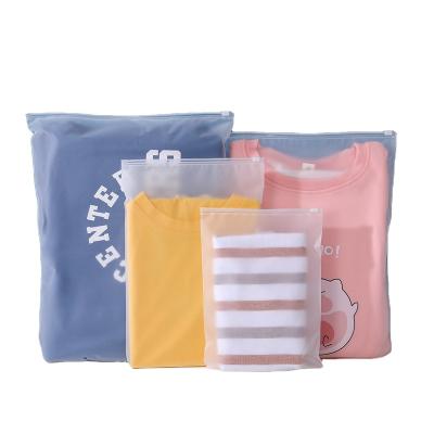 China Customized Transparent Frosted Logo Swimwear Moisture Proof PVC Zipper Bag Clothing Packaging Zipper Bag for sale