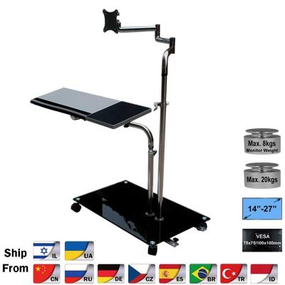 China OK610 Metal Bedside Laptop Rotating Table Lapdesks Movable Adjustable Stand Holder Sofa Computer Monitor Holder Mount +Keyboard for sale