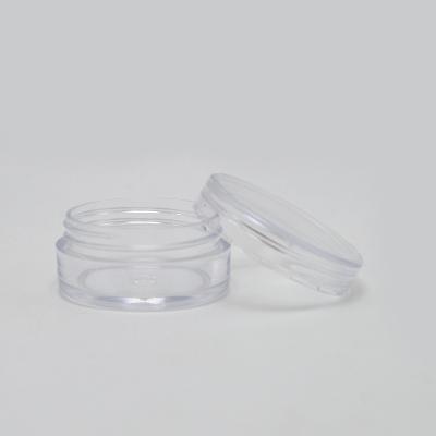 China Customized Cosmetic Plastic Empty Cream Jar Cosmetic PS Plastic Containers Small 3g 5g 10g 15g 20gclear With Color Lid for sale