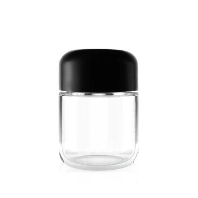 China Custom Printing 1oz 2oz 3oz 4oz Round Base Design Glass Bottle Cosmetic Jars Child Resistant Label Label Smell Proof Jars With Child Resistant for sale