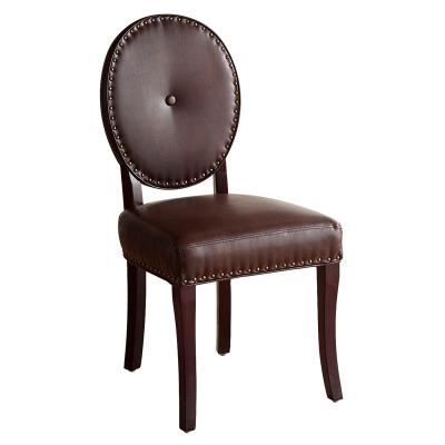 China Antique Style French Style Head Nailed Tufted Leather Dining Chair for sale