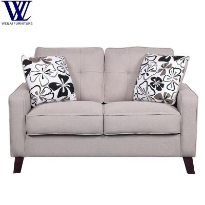 China Mail Order Small Sofa Living Room Furniture Linen Loveseat 2 Seater Tufted Fabric Packing With Tiles for sale