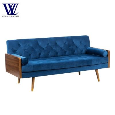 China Ornate Sofa Velvet Fabric Square Arm Loveseat Living Room Furniture Button Tufted Mail Order Packing With Round Pillows for sale